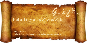 Gehringer Özséb névjegykártya